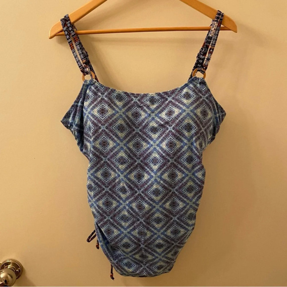 🆓 With $15 Purchase: Croft & Barrow Tankini Top Plus Sz 18 Blue Black White